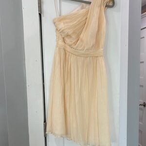J. Crew One-Shoulder Pale Cream Chiffon Dress